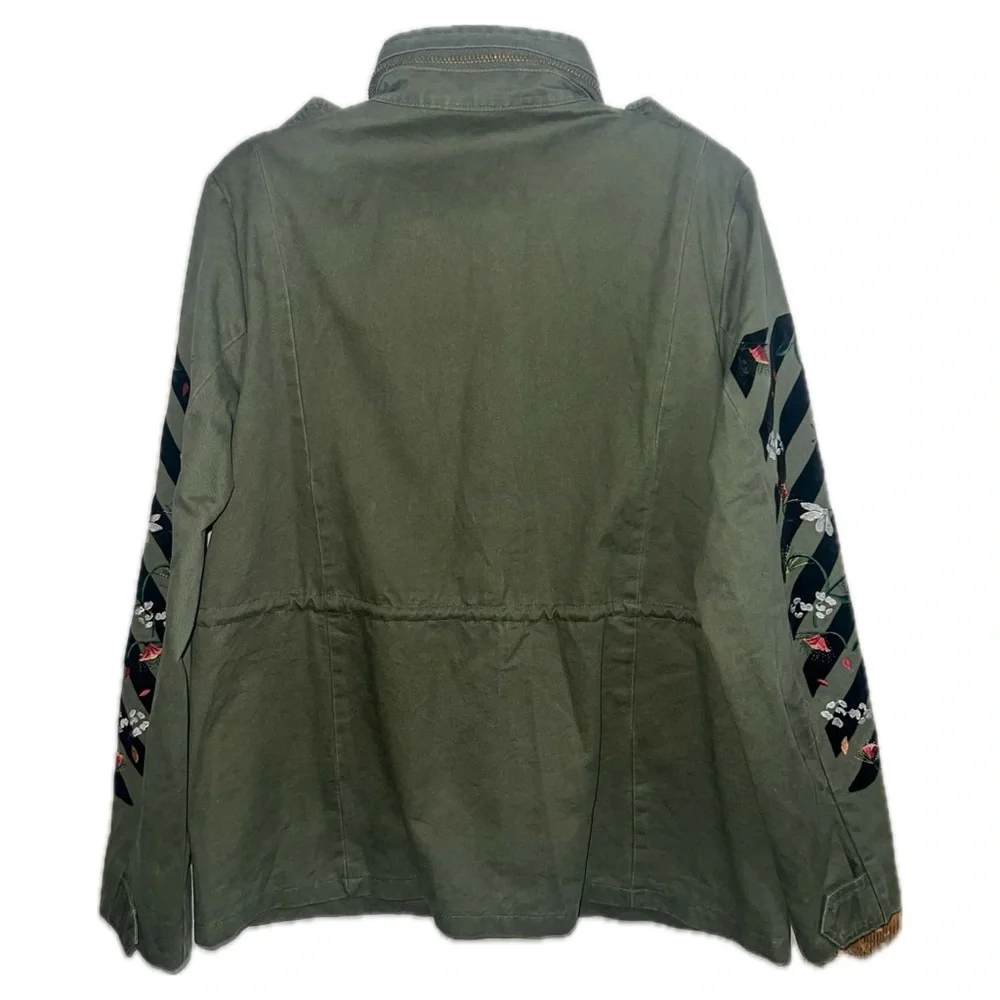 En Creme Womens Embroidery Military Jacket - Olive, Size M - Picture 12 of 12